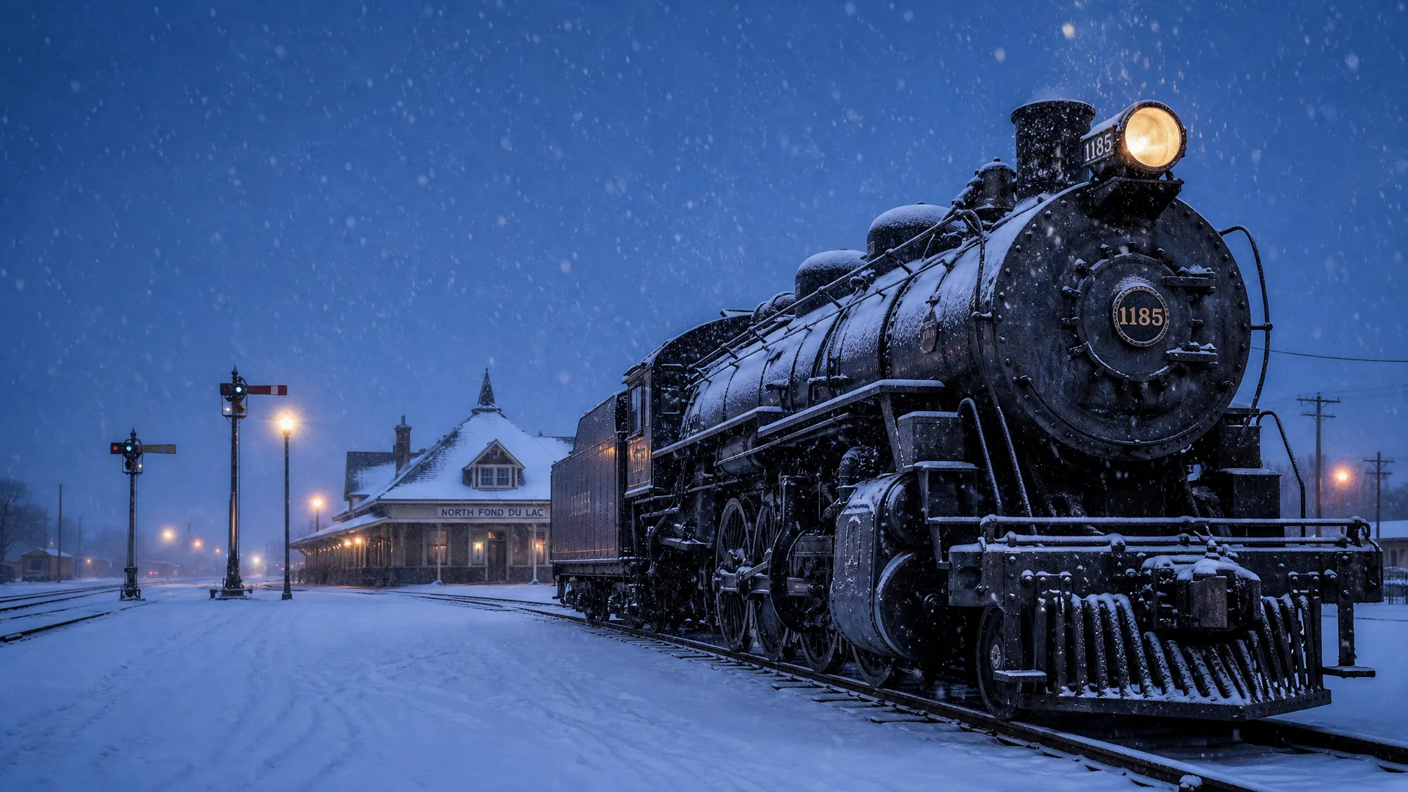 Historic Soo Line rail yard in North Fond du Lac, WI in winter